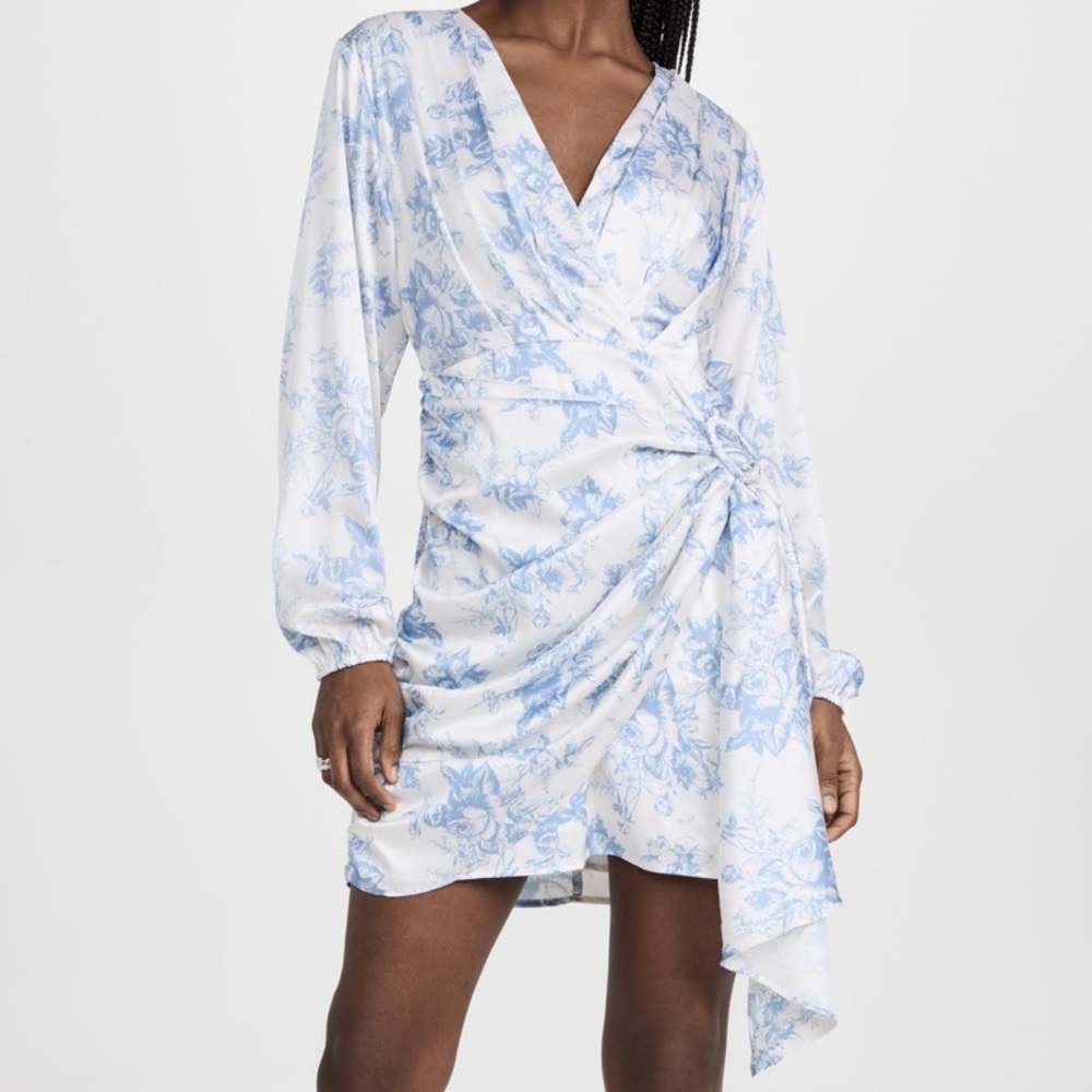 WAYF Long Sleeve Wrap Mini Dress
